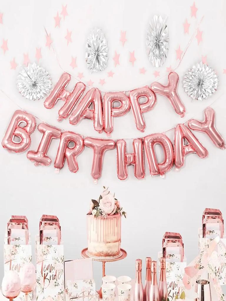 16 Inch Happy Birthday Balloons Pink Blue Aluminium Foil Balloon Birthday Party Decoration Suppries Home DIY Accessories Prop