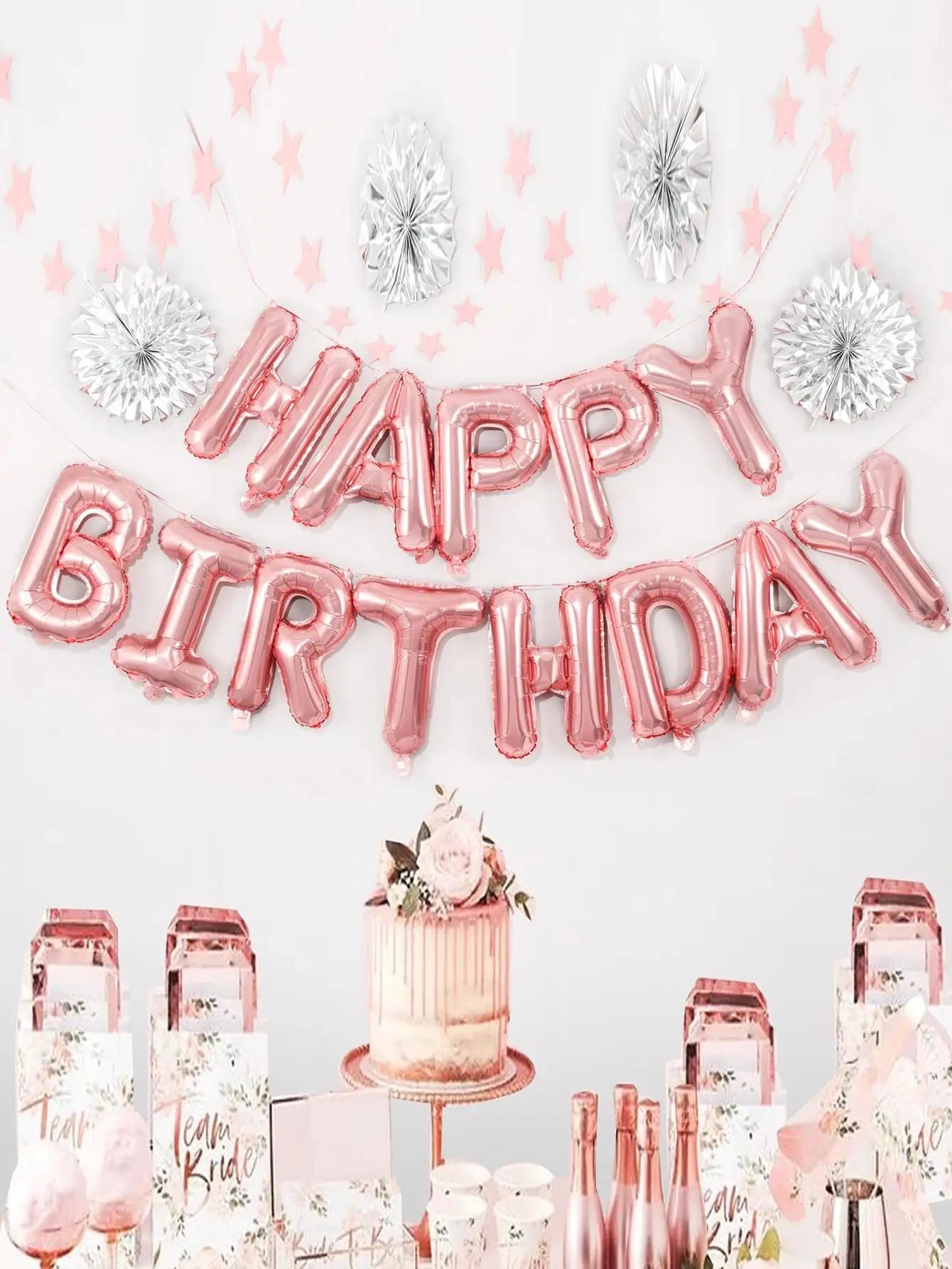 

16-дюймовые шары «С Днем рождения» розовые голубые алюминиевые фольгированные шары украшения для дня рождения реквизит домашние DIY аксессуары 16INCH розового золота