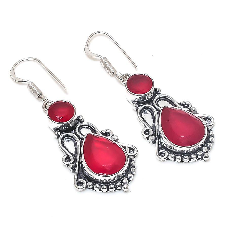 

Гранат Драгоценный камень 925 Стерлинговое серебро Серьга 1,97