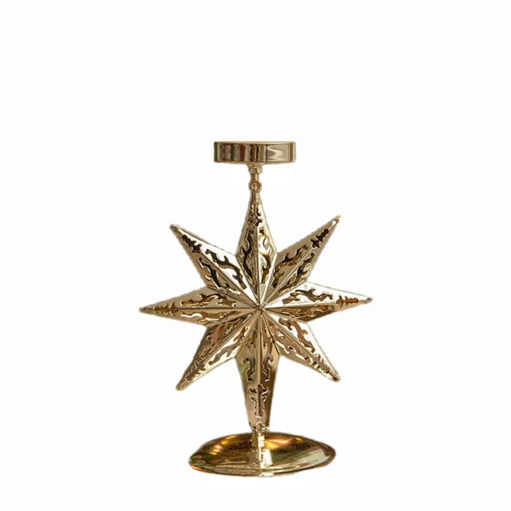 1 st Vintage Jul Ljusstakar Jul Järnkonst Snöflinga Älg Ljusstake Bordsprydnader För Hem Julfest Nyårsdekoration