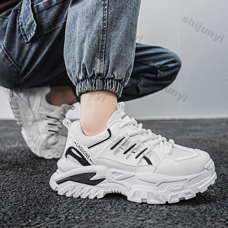 Fashion Men Shoes 2025 Spring Autumn New Breathable Mesh Non Slip Platform Sneakers Fashion Comfort Height Increase Casual Running Shoes
