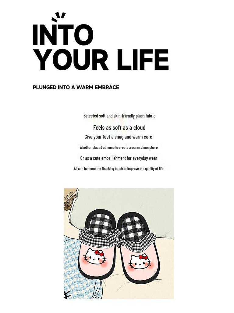 Cute Kitty Bow Slippers: Women's Non-Slip Comfortable Cotton Indoor Shoes for Autumn and Winter