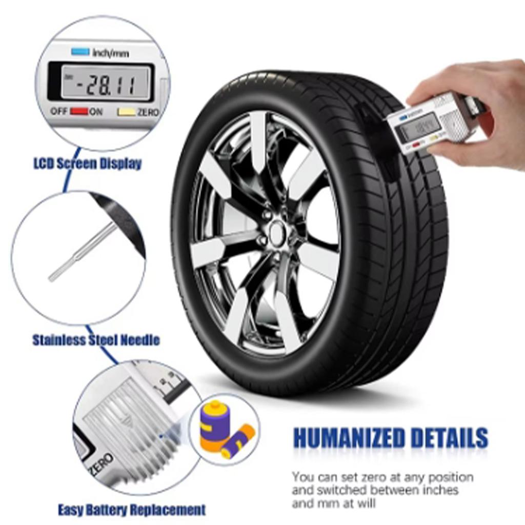 Digitales Profiltiefenmessgerät für Autoreifen, Reifendickenmessgerät, Autoreifenverschleißerkennung, Messwerkzeuge, Tiefenmessschieber