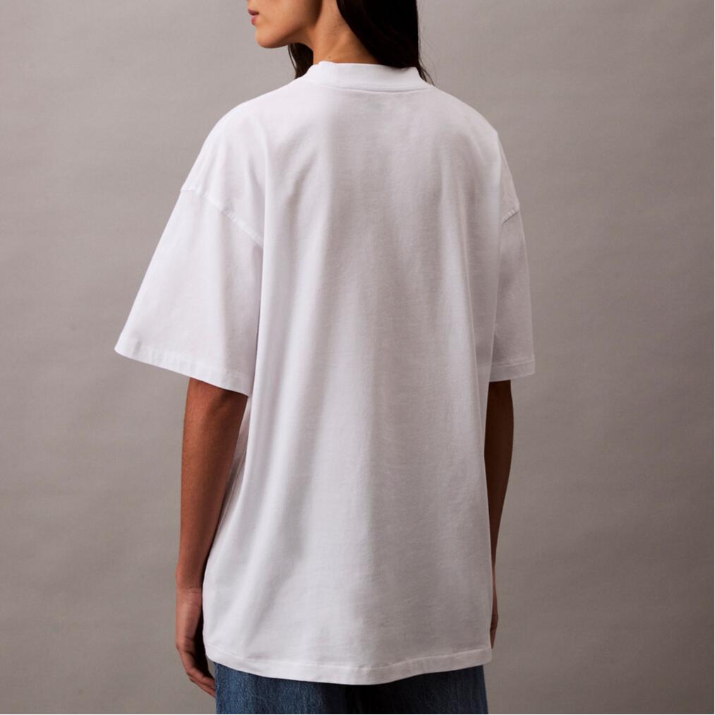 Calvin Klein Minimalist Comfortable Versatile Letter Casual Logo Short Sleeve T-Shirt Women Tops Bright-White 47B827G-YAA