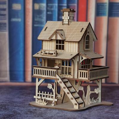 3D Wooden Puzzle Toys Suitable for Adults, Tree House Assembly Models, Wooden Wooden House Manual DIY Assembly Building Block