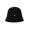 VARZAR VA Curved Oval Metal Washed Knit Bucket Hat Black