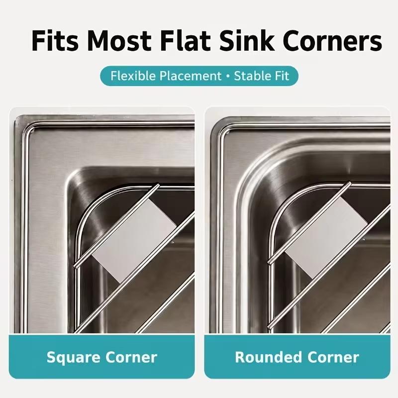 Sink Drying Rack 201 Stainless Steel Rustproof Triangle Kitchen Storage Organizer Corner Drain Basket for Utensils