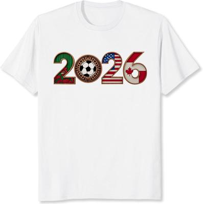 2026 Soccer Tournament T-Shirt: USA, Canada, Mexico Flags Football Fan Top