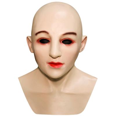 Realistic Women Mask,Halloween Face Cover Visible Latex Headgear Head Cover Novelty Costume Party Prop