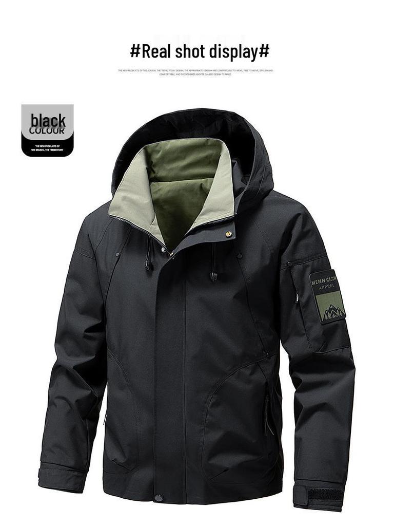 Men's Trendy Hooded Workwear Jacket - Versatile Spring Windbreaker Coat