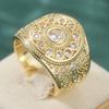 Exquisite Inlaid White CZ Women's Ring Dazzling Gold Color Hand Carving Daily Wear Party Jewelry Anniversary Gift