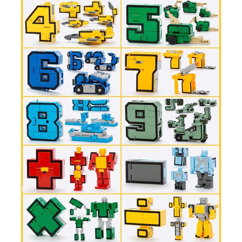 DIY Creative Building Blocks Educational Toys Assembling Action Figure Transformation Number Robot Deformation Robot Toy for Kid