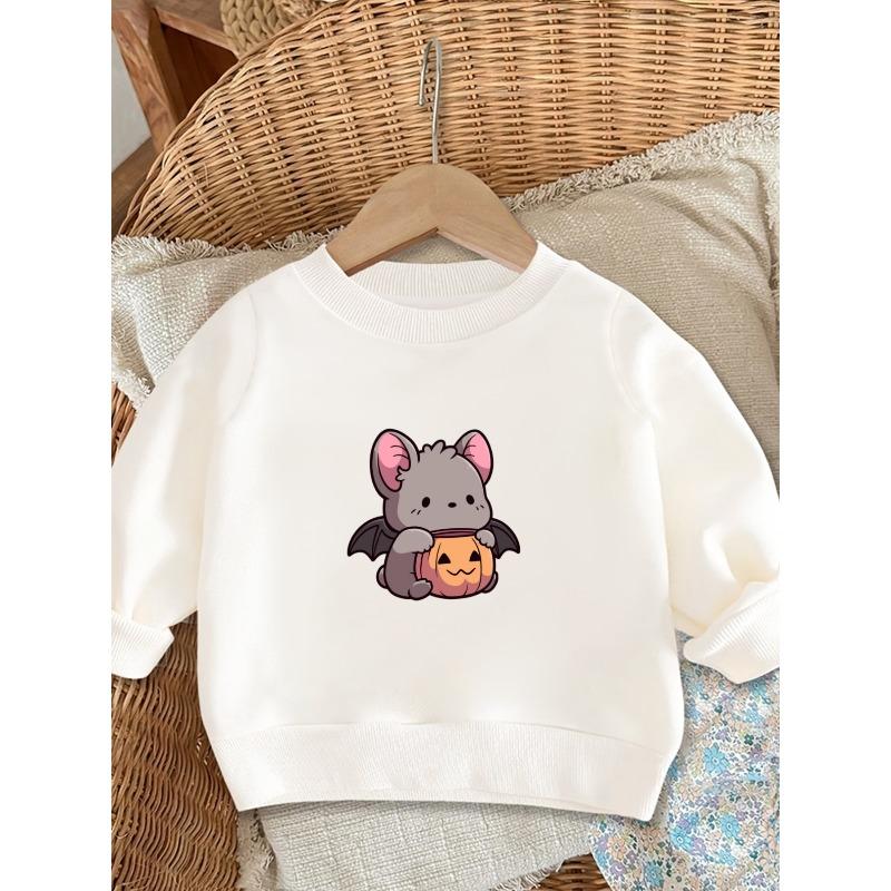 European sizes A Cute And Easy Halloween Print Design, a Lightweight Round-Neck Sweatshirt for Kids, Durable And Wrinkle-Resistant