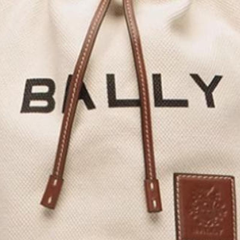 Bally Logo Detachable Adjustable Shoulder Strap Fabric Bucket Bag Medium Women Bags Natural 6310446