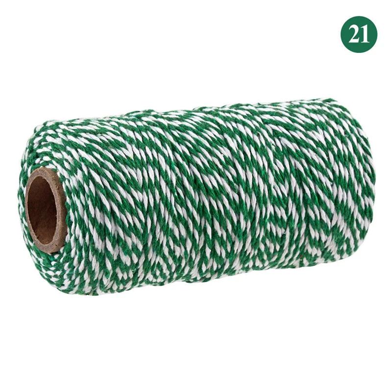 100Meter/Roll Two Colors Cotton Cord Baker Twine Colorful Cotton Crafts Twine Macrame Cord String Bandage Label Rope