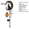 Fall Party Outdoor Lighting Halloween Solar Garden Stake Light, Metal Black Cat & Pumpkin Moon Waterproof Wireless Powered Yard Lights Decorations for