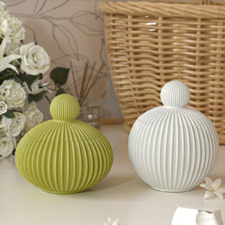 Silicone Storage Case Molds Striped Pattern Candle Holders Moulds Storage Containers Mold with Lid for Creative Minds