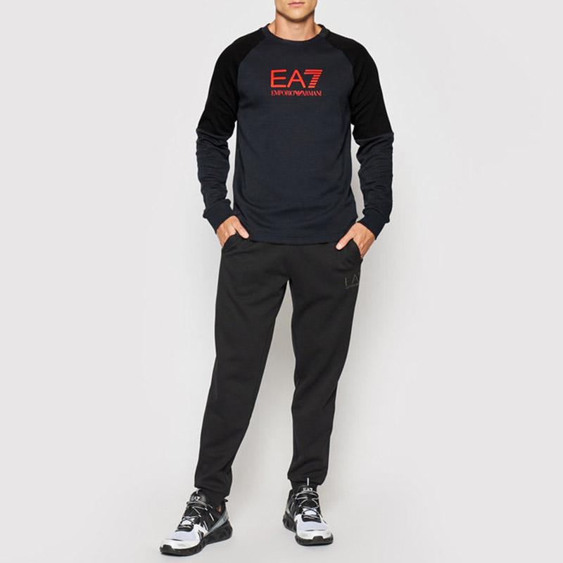 Emporio Armani Ventus7 Color Block Logo Crewneck Sweatshirt Men sweatshirts Black 6KPM41-PJANZ-1578