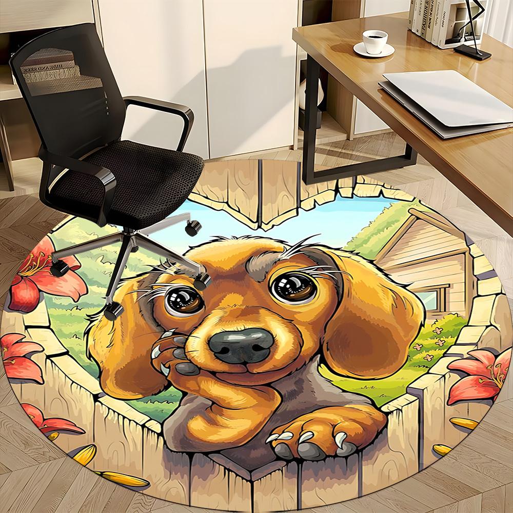 1pc Dachshund Chair Carpet for Office Non-Slip, Machine Washable Rug for Office, Room - Holiday Decor, Machine Made Yy251016102
