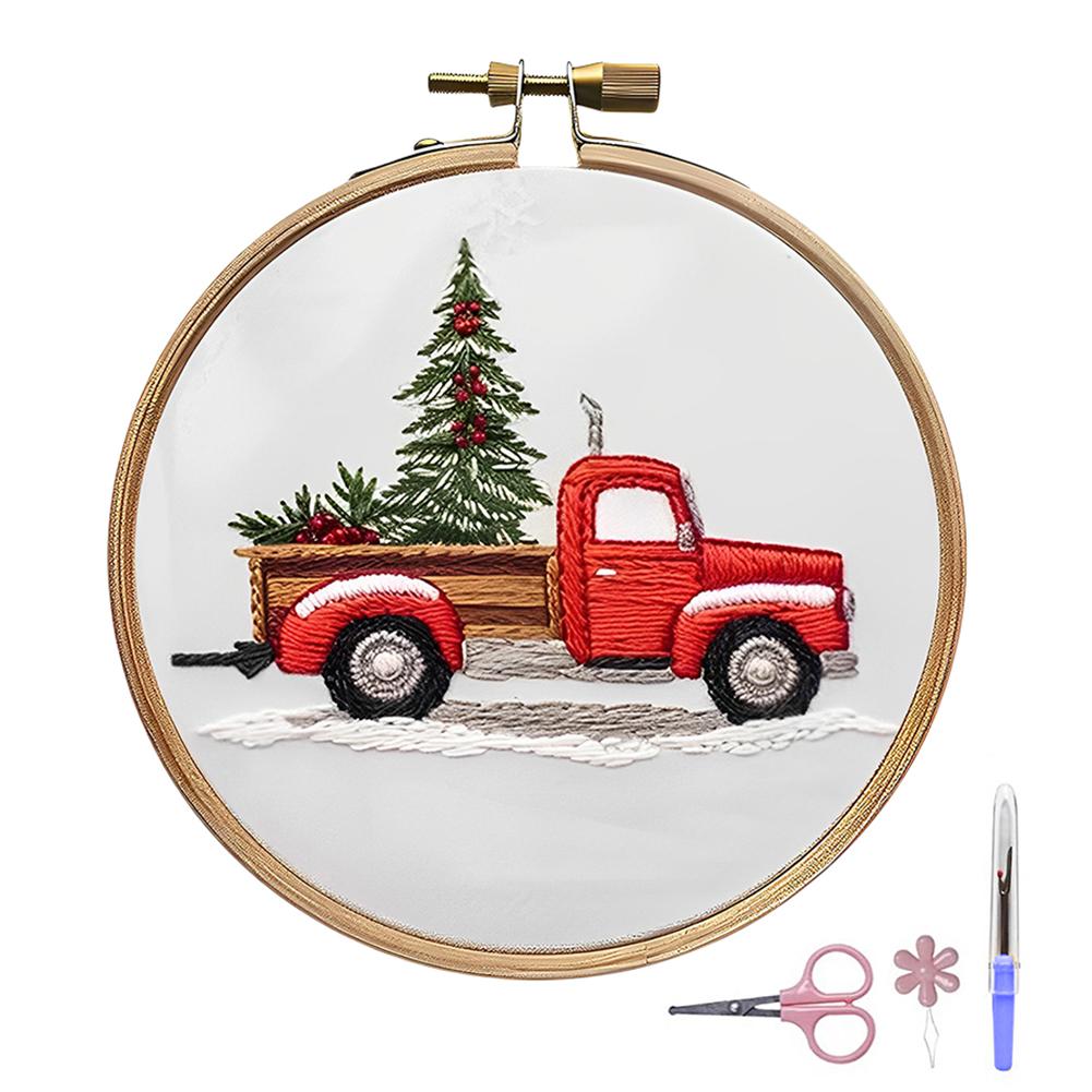 Christmas Embroidery Kits with Embroidery Hoop Thread Needle Material Package Only Embroidery DIY Starter Kit for Beginners