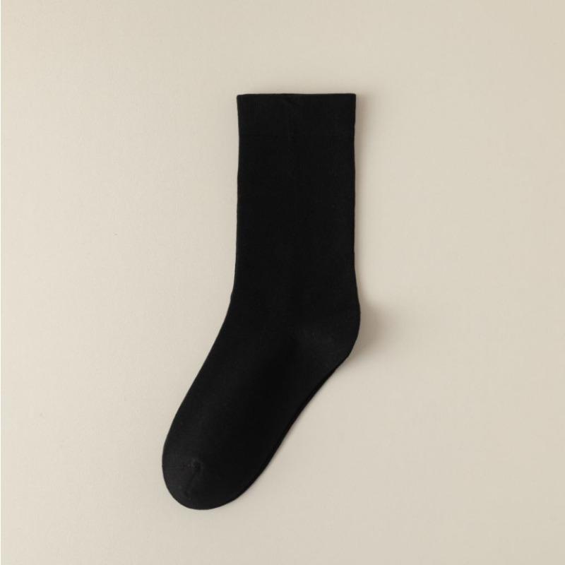 5 Pairs Solid Color Cotton Socks Medium Tube Knitted Loose Long Soft Spring Autumn Crew Casual Sock Black White Breathable Women Socks