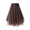 Tulle Skirts for Women Casual High Waist Elastic Midi Skirt A-line Layered Mesh Tutu Skirts Women's Summer Long Fairy Skirt Ruffle Flowy Tiered Skirt
