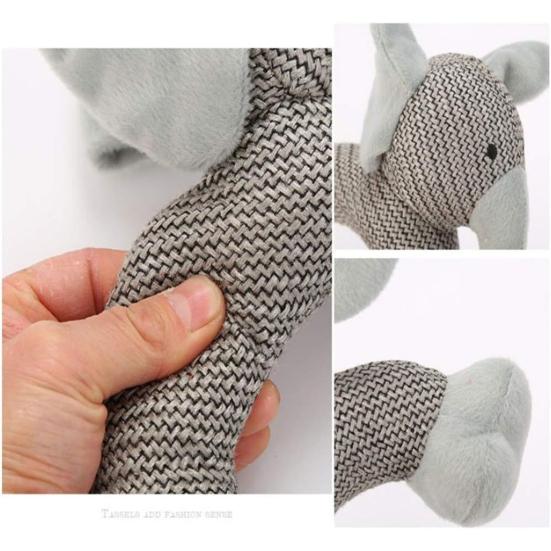 Plush Dog Chew Toy Squeaky Linen Stuffed Animals Interactive Puppy Teething Toy for Small And Medium Dogs Teeth Cleaning