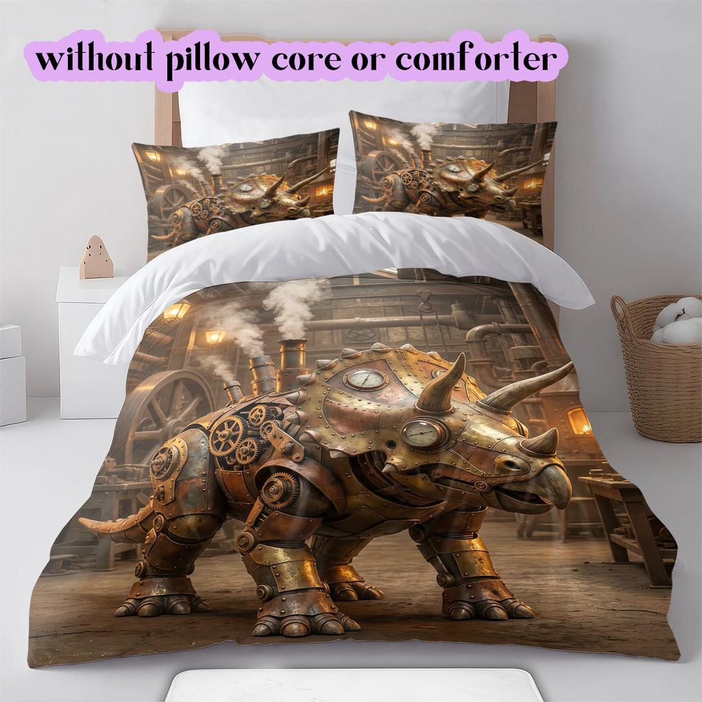 Medieval MachineryPattern Bedding Quilt Set Quilt Cover Pillowcase Home Decoration Birthday Gift (1 * duvet cover + 2 * pillowcase, without core)