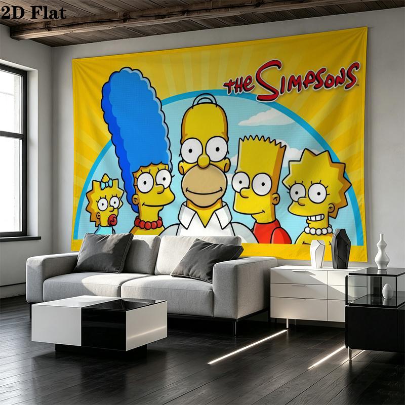 The Simpsons Wall Tapestry Aesthetic Wall Hanging Printed Fabric Blanket Decorative Tapestries for Bedroom Living Room Home Decor