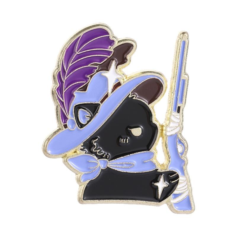 Xiaomi Cosplay Card Reasoning Game & Black Cat Enamel Pin Punk Demon Witch Cat Knight Shield Black Cat Brooch Lapel Bag Badges Jewelry