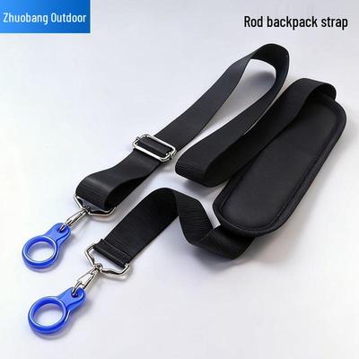 Adjustable Fishing Rod Shoulder Strap with Silicone Ring - Long, Labor-Saving, Widened, and Thickened for Protection