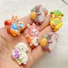 10PCS Mixed Resin Cartoon Rabbits, Hedgehogs Squirrels Flat Back Cabochon Stone Scrapbook DIY Decor Figurines Crafts Accessories