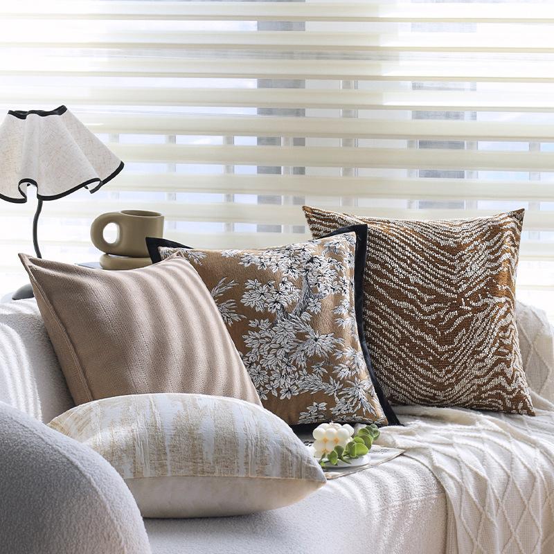 French Mid-century Coffee Color Sofa Pillow, Retro Pillow Case, Living Room Sofa Bed Pillow, Bay Window Pillow, Waist Pillow