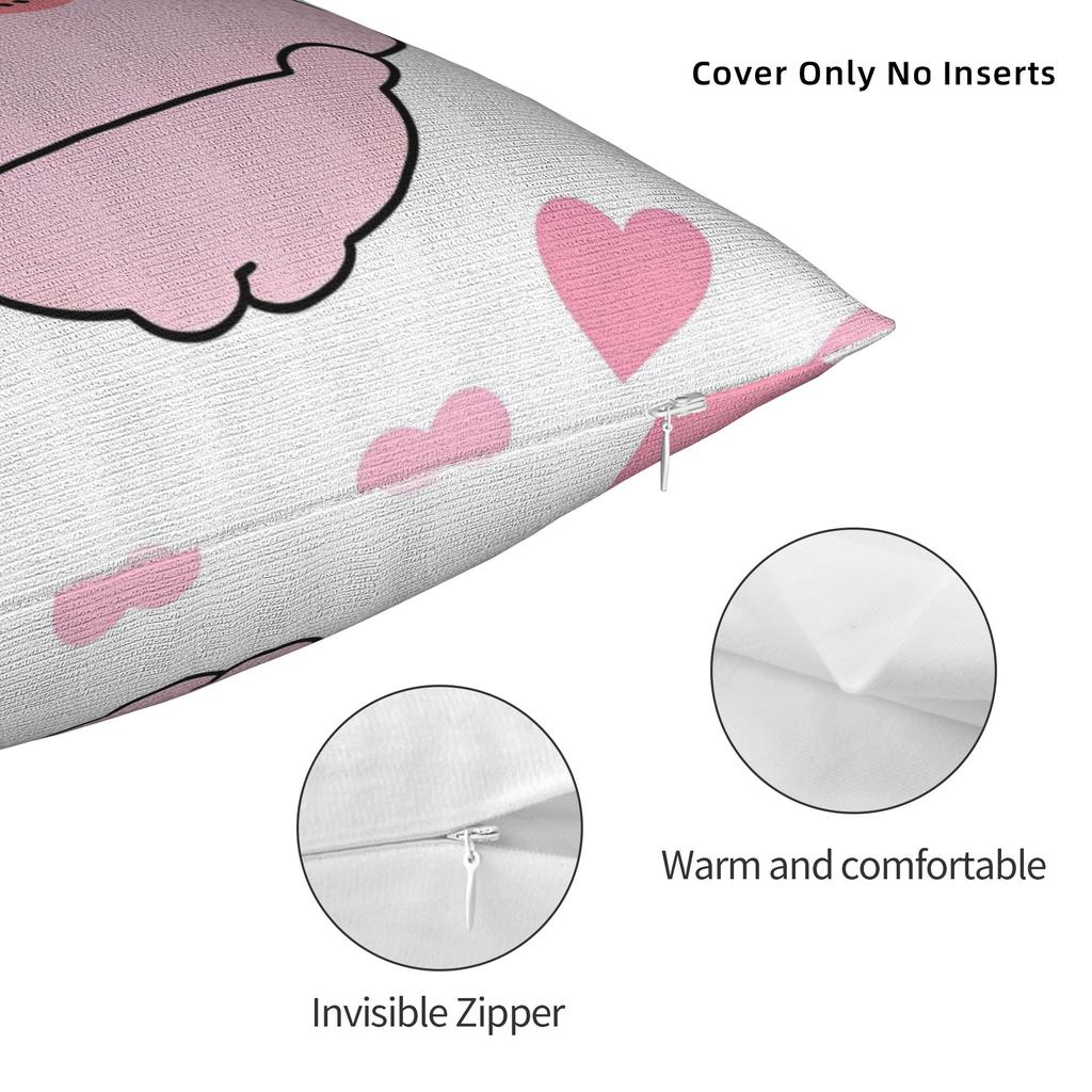 Asamimichaan Cute Asamimi Heart Square Pillowcases Polyester Seat Cushion Cover Funny Decor Pillow Cover 45*45