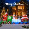8.85FT Inflatable Christmas Toy Train Decoration Santa Claus Friends Xmas Yard Christmas LED Supplies Home Ornament Festive Gift