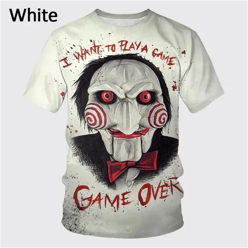Billy The Billy Is A Puppet Saw 3D Printed Men s T-shirt Horror Movie Pattern O-neck Short Sleeved Top Anime Role Playing Fashion Street Wear XXL