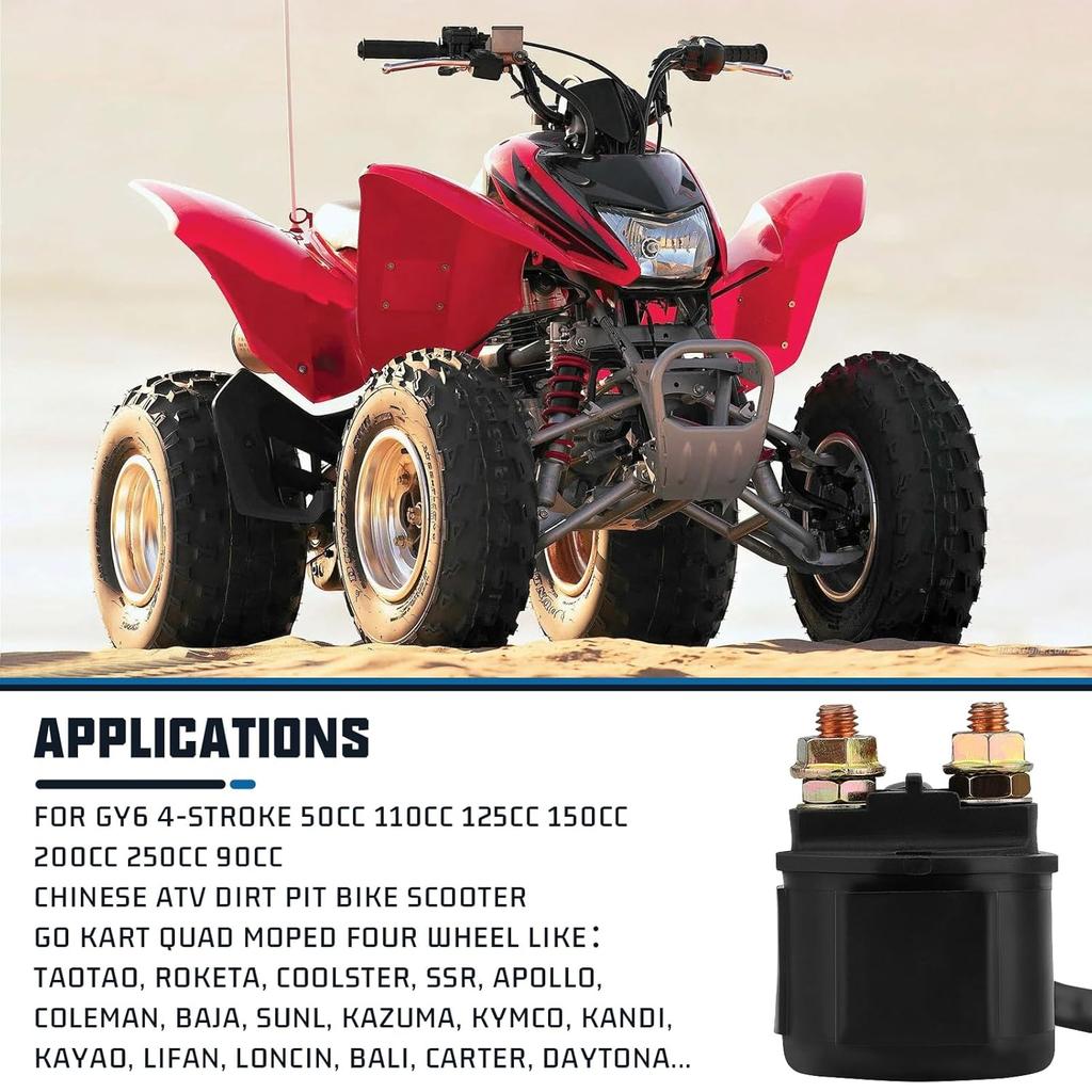 LOCOPOW GY6 Starter Solenoid Relay For Chinese 50Cc 125Cc 110Cc 150Cc 200Cc 250Cc ATV 4 Wheel Scooter Go Kart Quad Moped Dirt Pit Bike Tao Tao