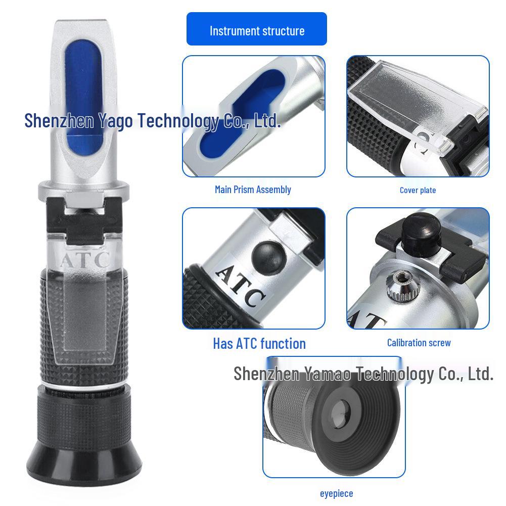 3-in-1 Handheld Refractometer: 0-40% Brix Sugar Meter, 0-25% Alcohol Tester, 0-22° Baumé Gauge
