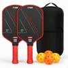 2 Pieces Paddle Racket Set with Bag and Balls Carbon Fiber Sport