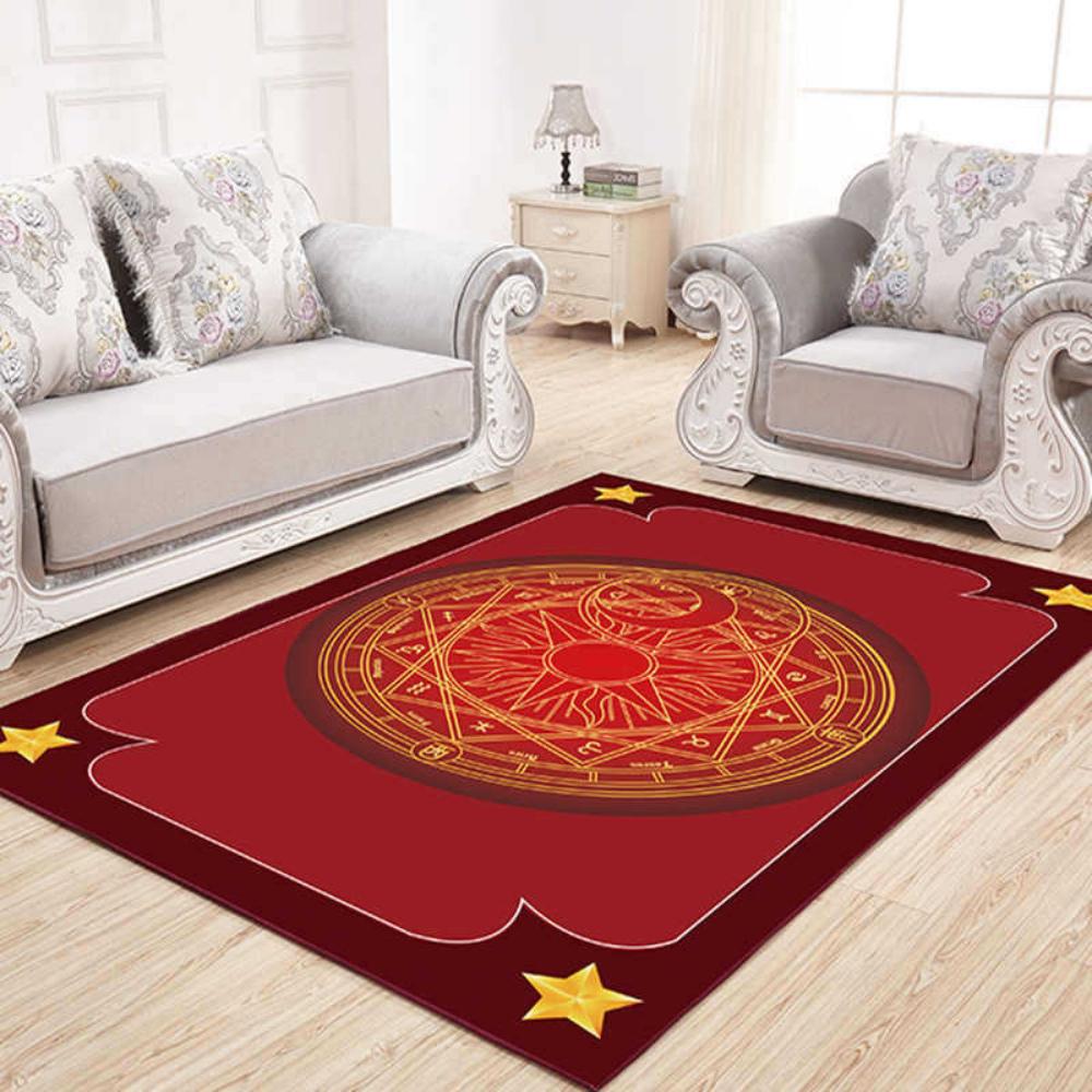 Cartoon Magic Card Carpet Rug for Living Room and Bedroom Decor Girl's Room Bedside Area   Soft Floor Mat Coffee Table Rug