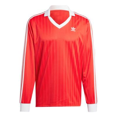 Originals Adicolor Piqué Gestreiftes Muster Polo Lässig Sport Langarm Fußballshirt Herren Oberteile Karmesinrot IX5226