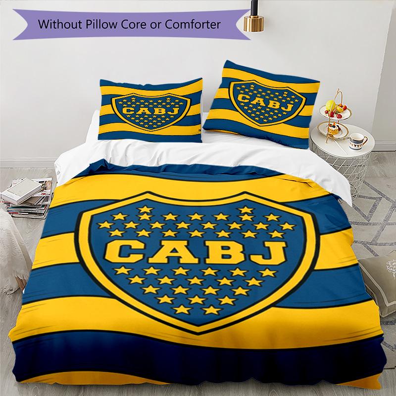 Boca Juniors Football Club Design Pattern Duvet Cover Set – includes 1 duvet cover and 2 matching pillowcases Bedroom decor Christmas gifts