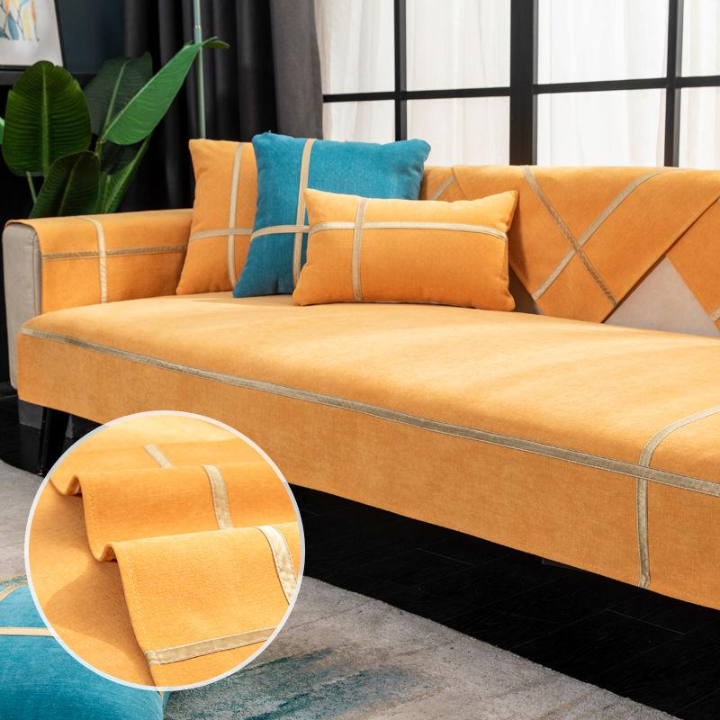 Linen Sofa Cover Thickened Solid Color Living Room Decoration Sofa Cushion Non-Slip Dust-Proof Furniture Protective Cover