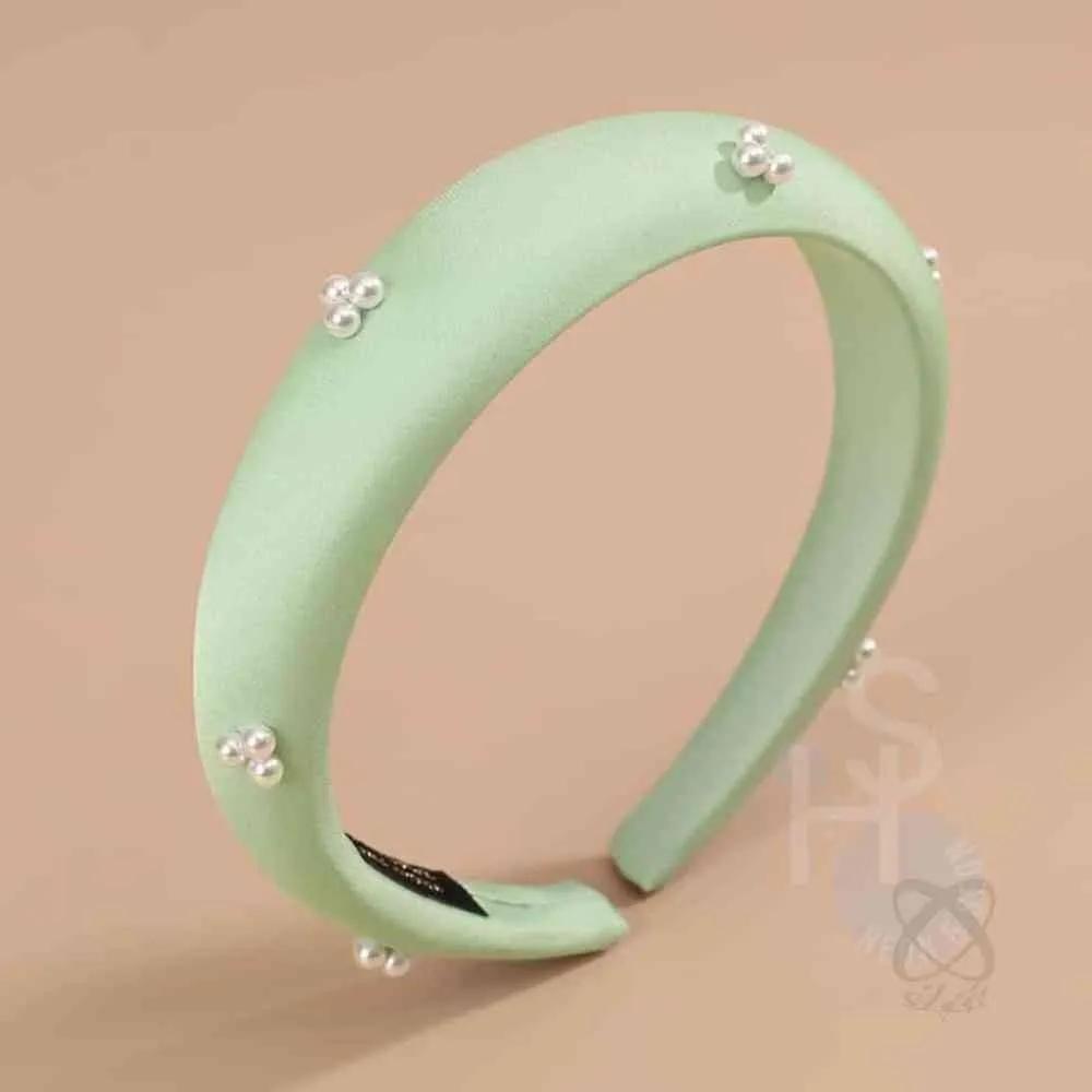 Satin Pearl Volume Hairband Mint Women s Headband Women s Hairband Premium Headband