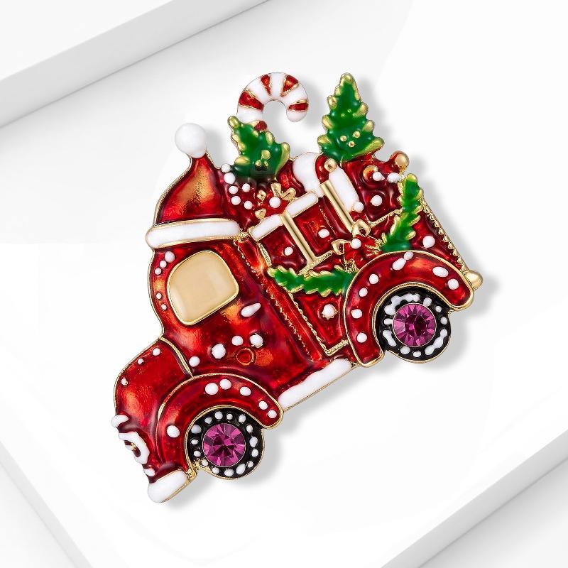 Will Baby Lovely Christmas Truck Brooches For Women Unisex Enamel Taking Gifts Christmas-Tree Car Year Party Brooch Pins