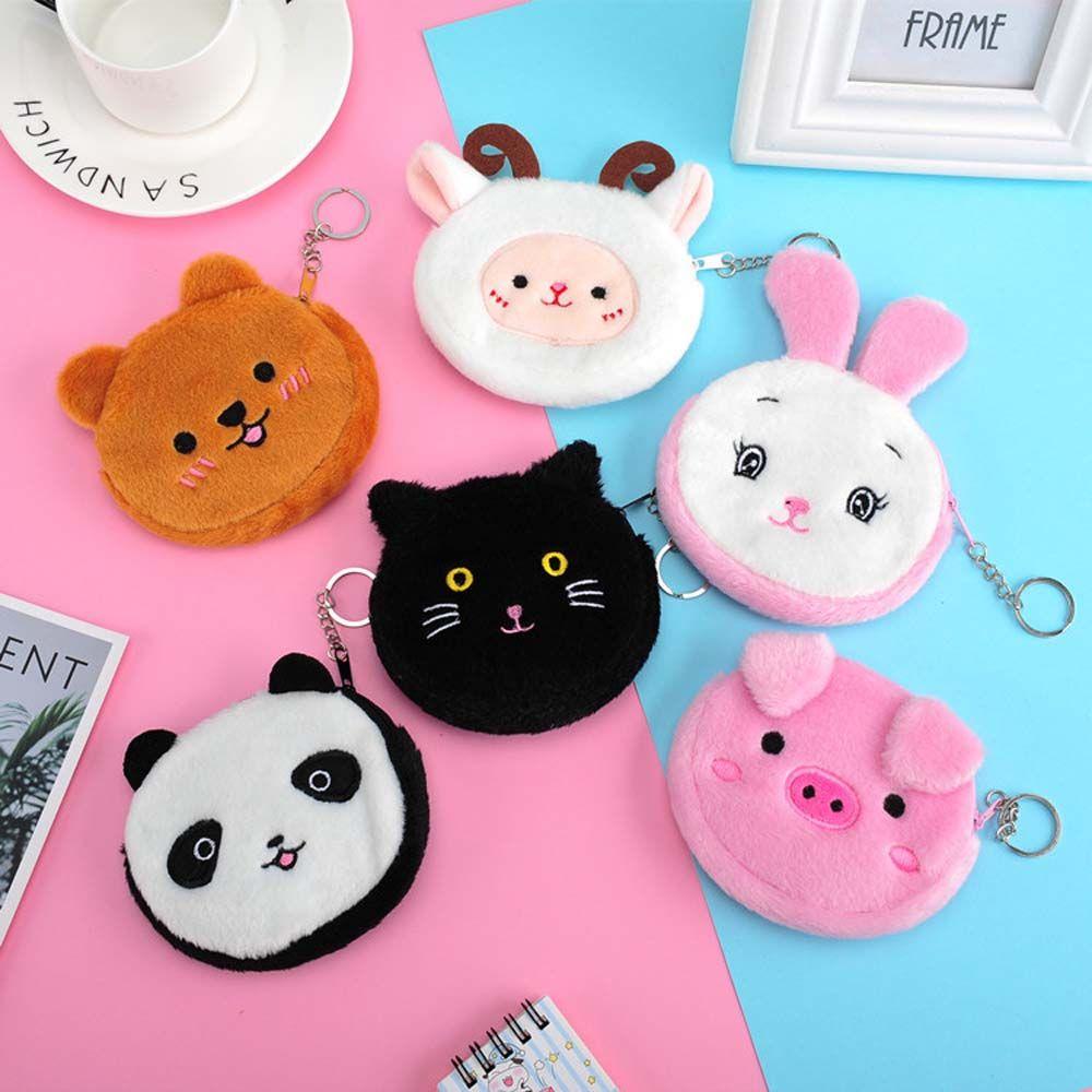 Student Cute Gift Key bag Pig Bear Plush Coin purse Earphone Bag Mini Wallet Coin bag