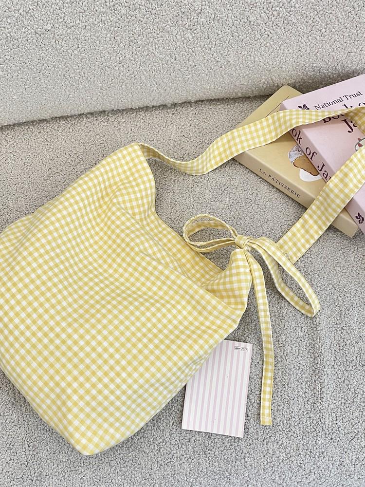 61282 Large Plaid Canvas Bag - Multi-functional Shoulder, Crossbody, and Handheld Bag for Shopping or School Use