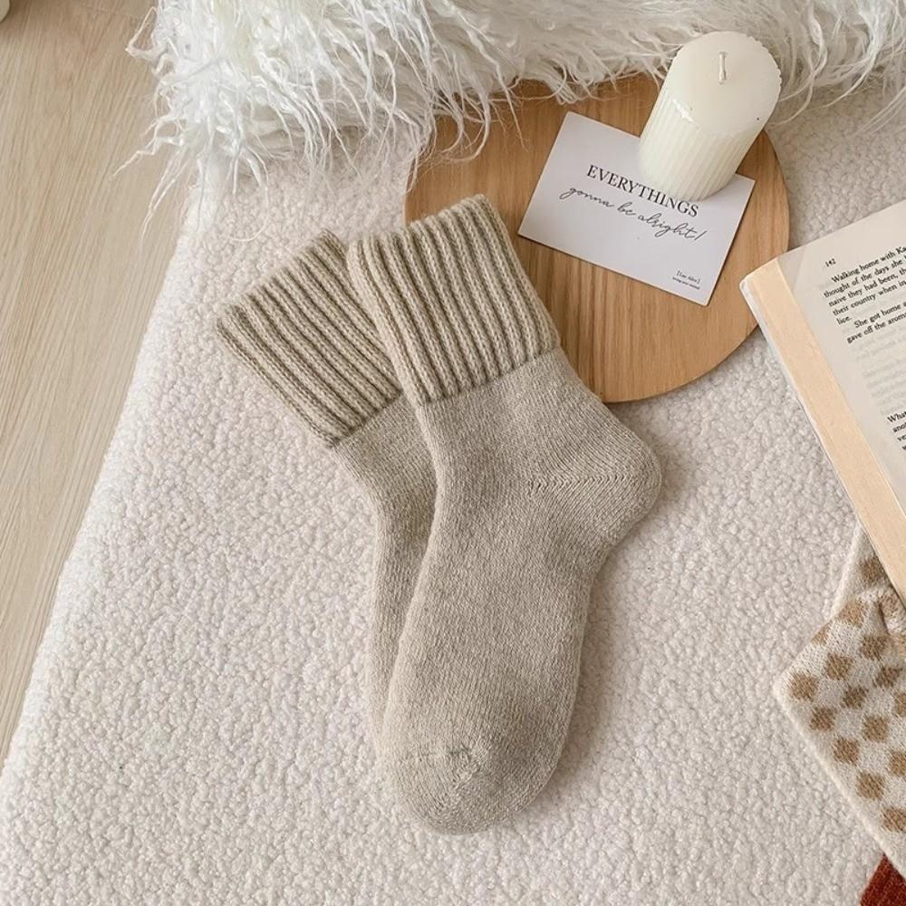 

New Solid Color Thickened Wool Socks Super Thicker Against Cold Winter Socks Comfortable Snow Socks Casual Wear 35-39 бежевий