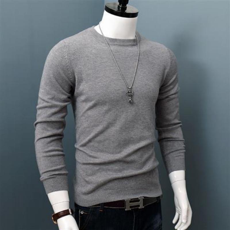 Autumn and Winter Round Neck Sweater Men's Solid Color Warm Thickening Loose Pullover Bottoming Youth Sweater