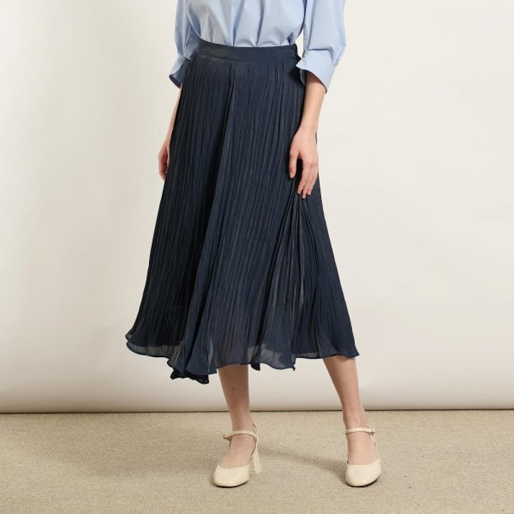Bcbg Crinkle Pleated Skirt B5f7s201 Navy (55)/55